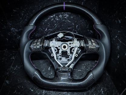 PURPLE | Carbon Fibre Re-Trimmed Perforated Leather and D Shaped Subaru 2008-2013 Sports Steering Wheel (Copy)