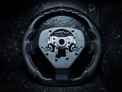 PURPLE | Carbon Fibre Re-Trimmed Perforated Leather and D Shaped Subaru 2008-2013 Sports Steering Wheel