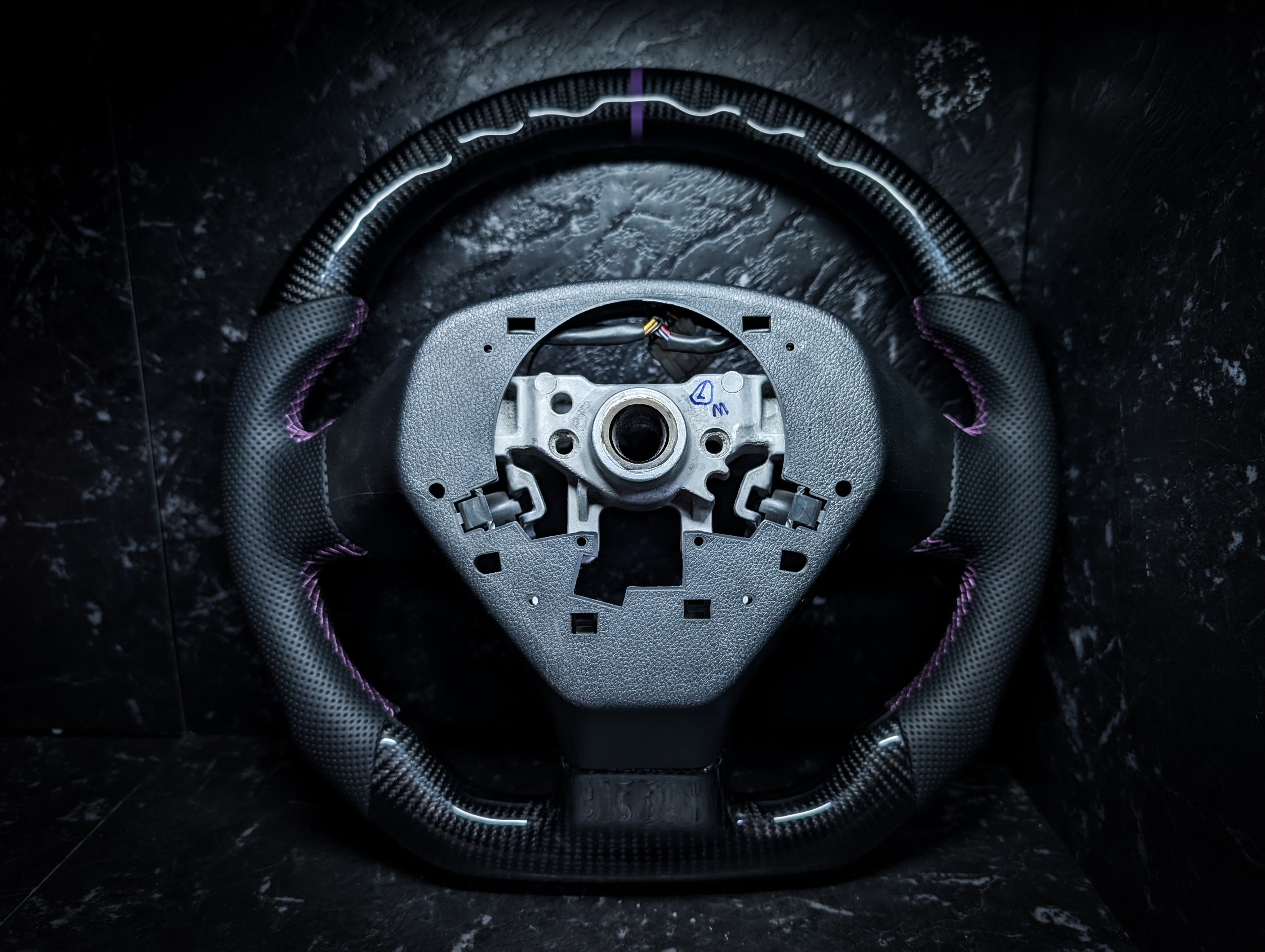 PURPLE | Carbon Fibre Re-Trimmed Perforated Leather and D Shaped Subaru 2008-2013 Sports Steering Wheel (Copy)