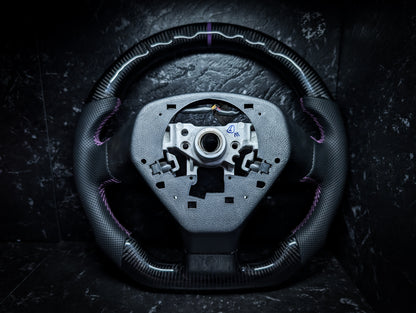 PURPLE | Carbon Fibre Re-Trimmed Perforated Leather and D Shaped Subaru 2008-2013 Sports Steering Wheel (Copy)