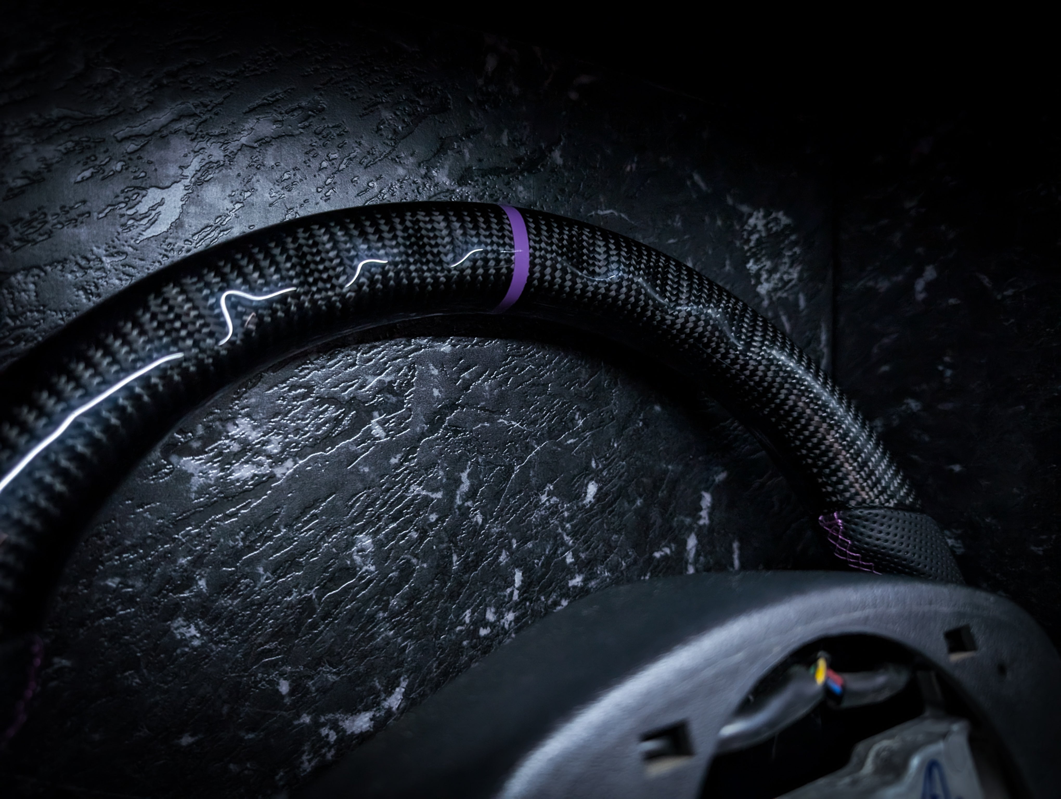 PURPLE | Carbon Fibre Re-Trimmed Perforated Leather and D Shaped Subaru 2008-2013 Sports Steering Wheel (Copy)