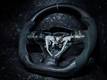 PURPLE | Carbon Fibre Re-Trimmed Alcantara D Shaped Subaru 2008-2013 Sports Steering Wheel