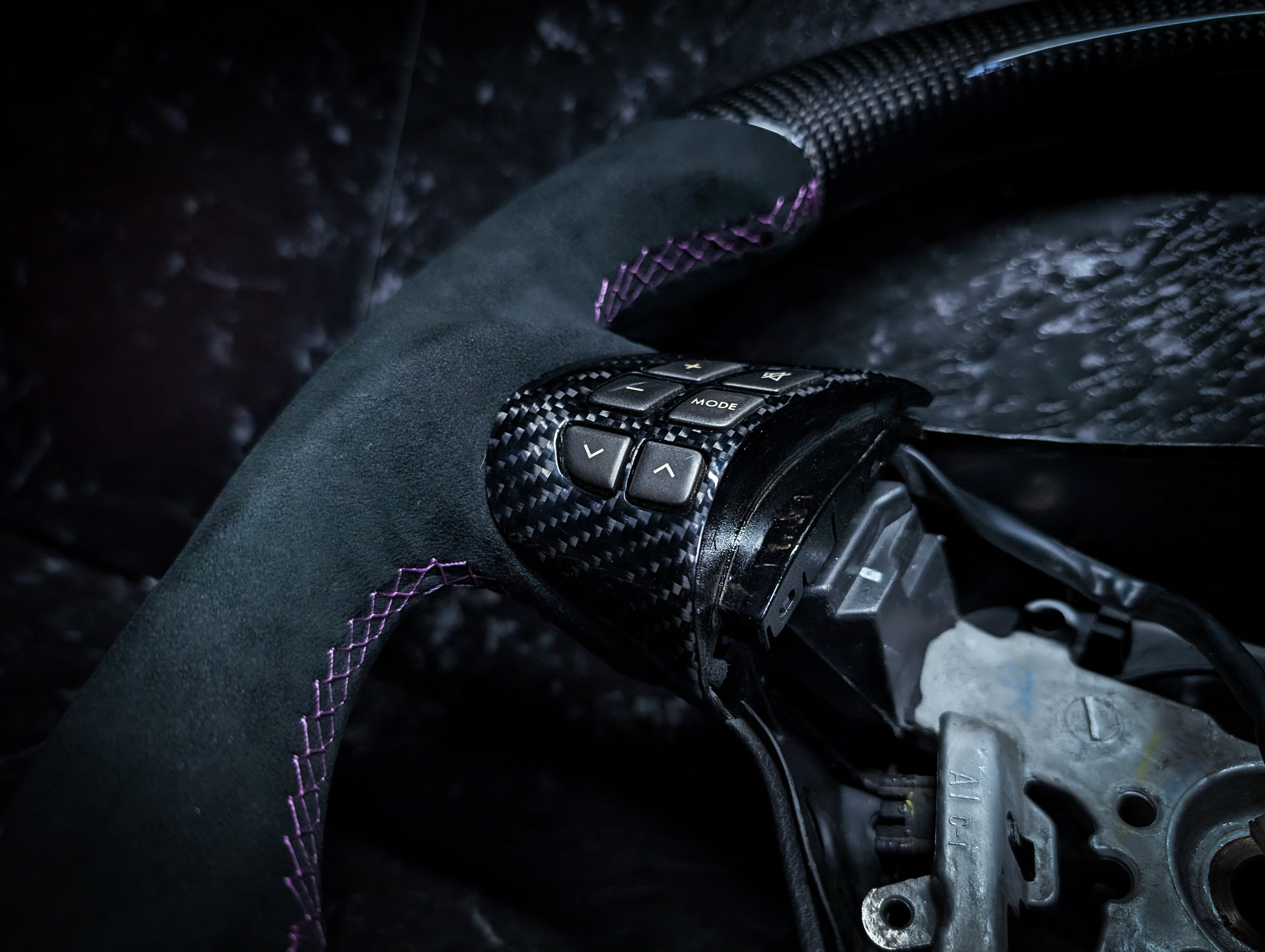 PURPLE | Carbon Fibre Re-Trimmed Alcantara D Shaped Subaru 2008-2013 Sports Steering Wheel