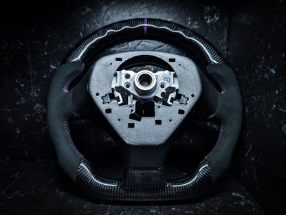 PURPLE | Carbon Fibre Re-Trimmed Alcantara D Shaped Subaru 2008-2013 Sports Steering Wheel