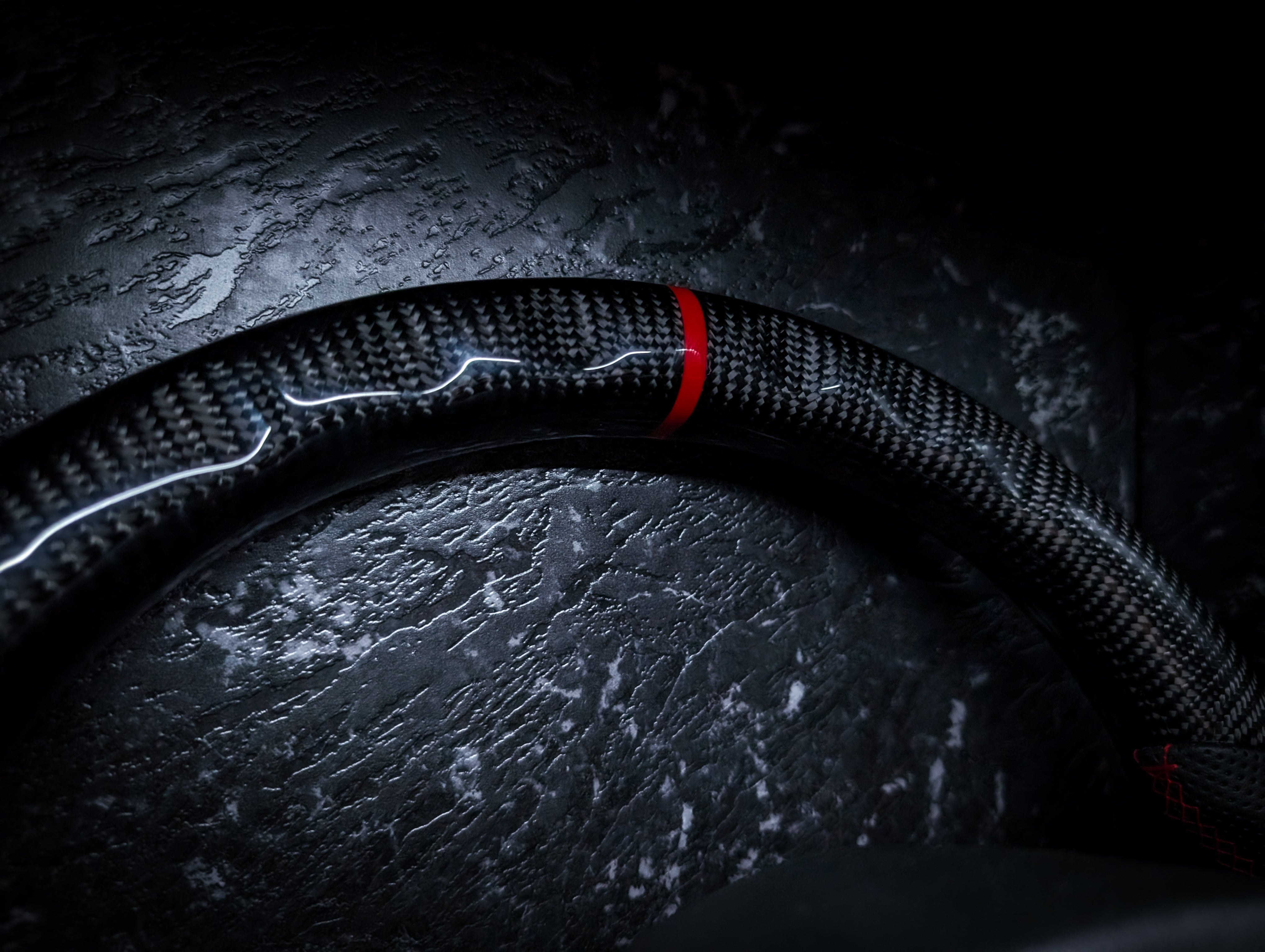 RED | Carbon Fibre Re-Trimmed Perforated Leather and D Shaped Subaru 2008-2013 Sports Steering Wheel