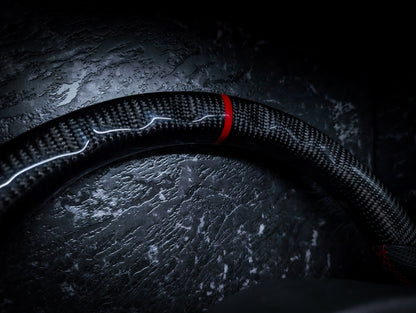 RED | Carbon Fibre Re-Trimmed Perforated Leather and D Shaped Subaru 2008-2013 Sports Steering Wheel