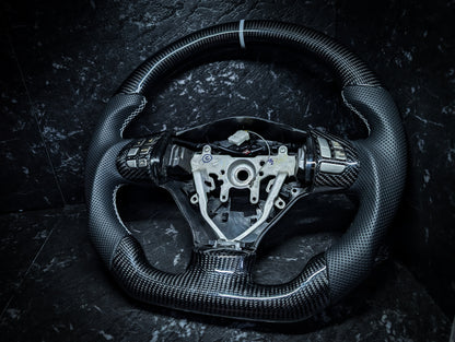 WHITE | Carbon Fibre Re-Trimmed Perforated Leather and D Shaped Subaru 2008-2013 Sports Steering Wheel