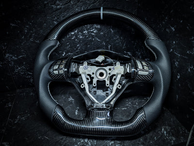 WHITE | Carbon Fibre Re-Trimmed Perforated Leather and D Shaped Subaru 2008-2013 Sports Steering Wheel