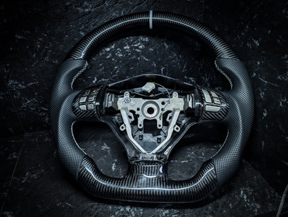 WHITE | Carbon Fibre Re-Trimmed Perforated Leather and D Shaped Subaru 2008-2013 Sports Steering Wheel