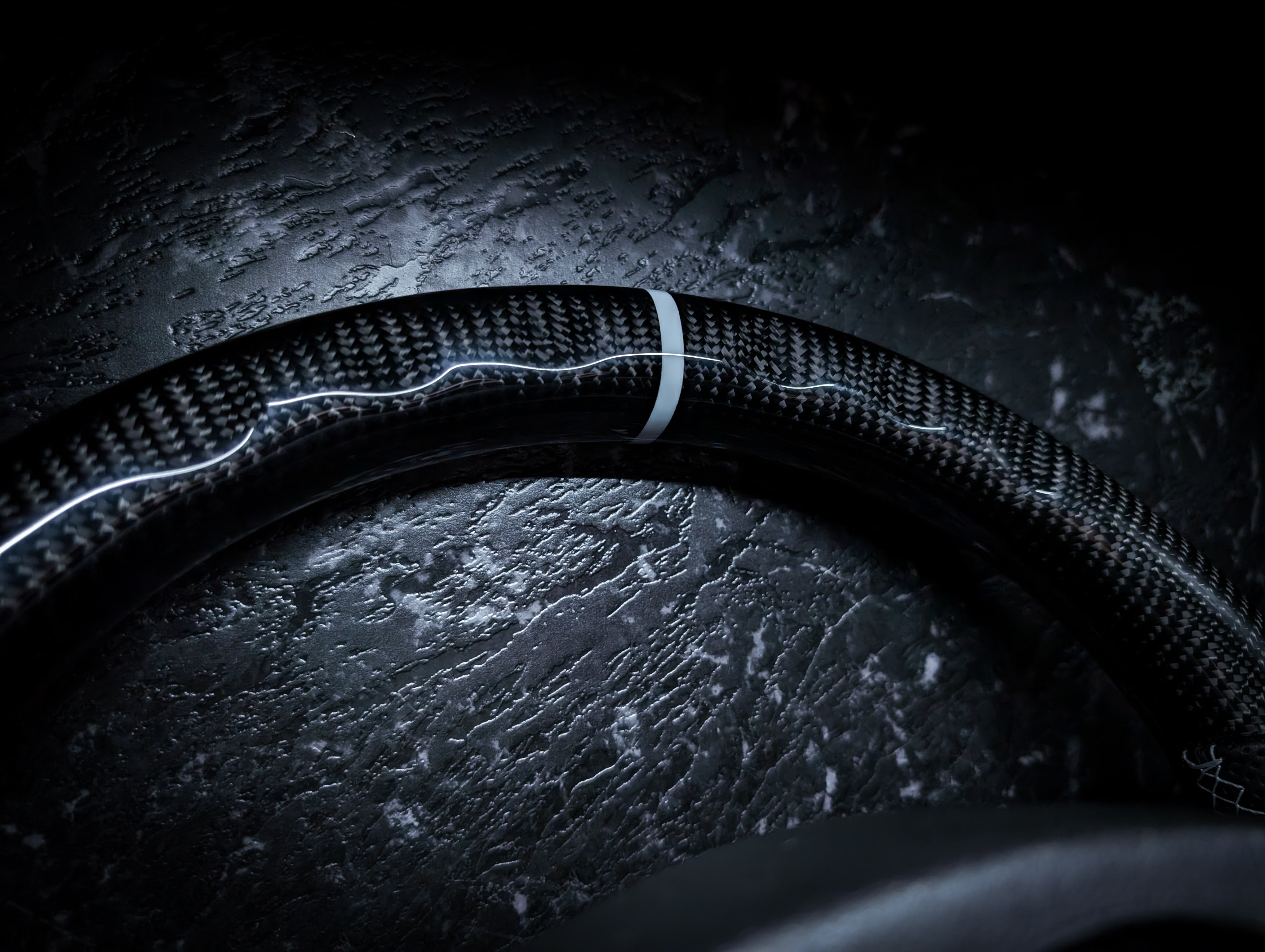WHITE | Carbon Fibre Re-Trimmed Perforated Leather and D Shaped Subaru 2008-2013 Sports Steering Wheel