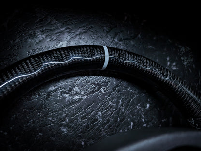 WHITE | Carbon Fibre Re-Trimmed Perforated Leather and D Shaped Subaru 2008-2013 Sports Steering Wheel