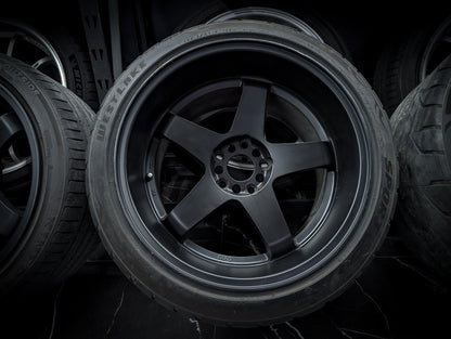 18" ROTA P45R2 Matte Black Staggared Wheels x 4