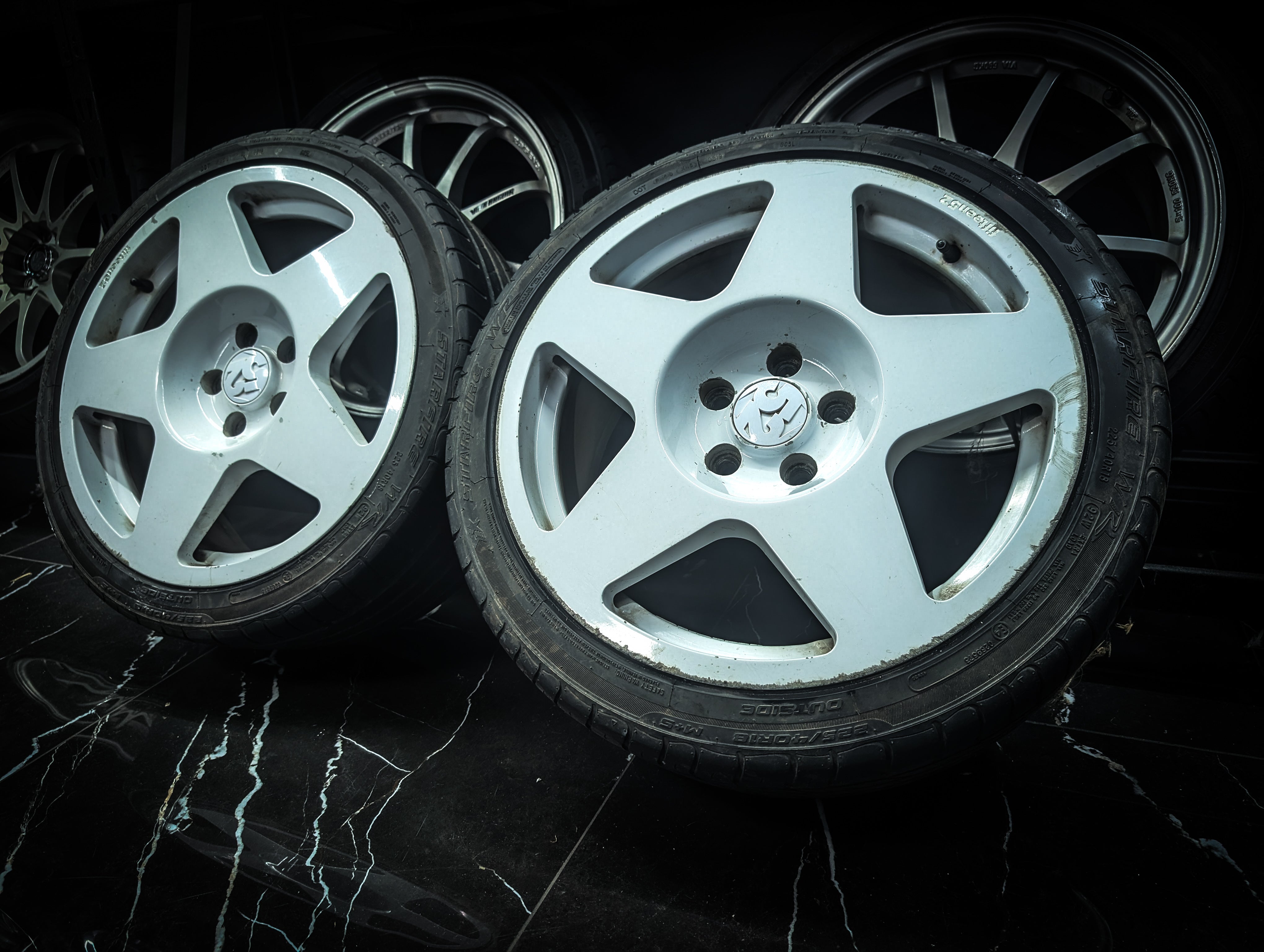 18" Fifteen Fifty Two TARMAC White Wheels x 2