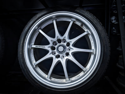 18" VOLK RAYS CE28 Silver Staggared Wheels x 4