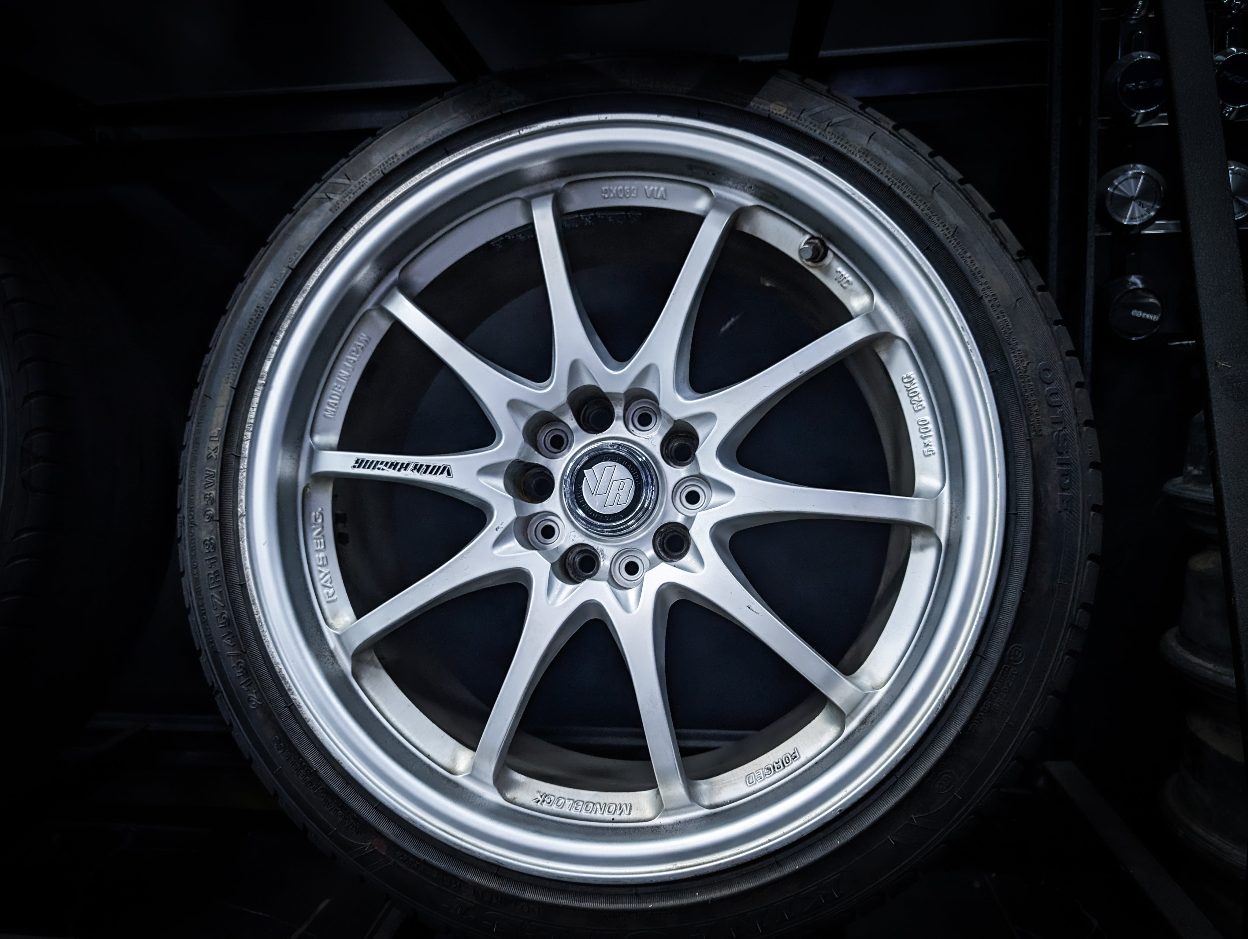 18" VOLK RAYS CE28 Silver Staggared Wheels x 4