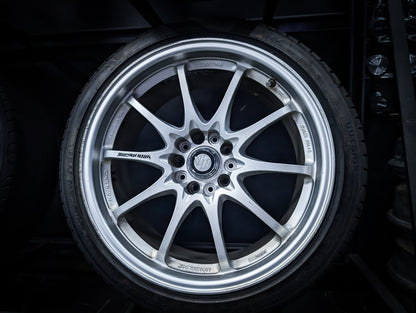 18" VOLK RAYS CE28 Silver Staggared Wheels x 4