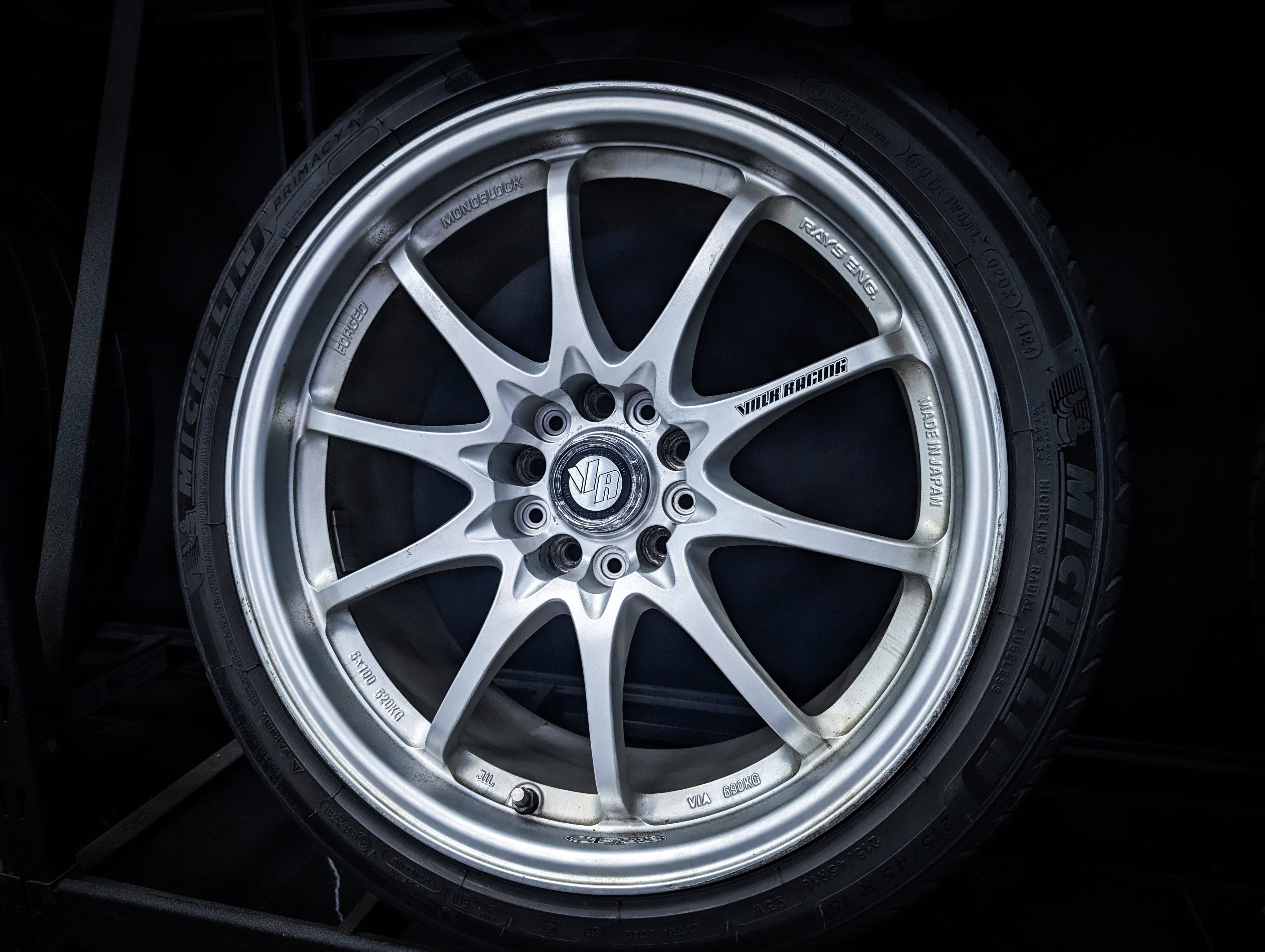 18" VOLK RAYS CE28 Silver Staggared Wheels x 4