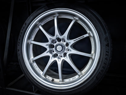 18" VOLK RAYS CE28 Silver Staggared Wheels x 4