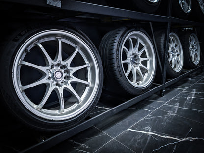 18" VOLK RAYS CE28 Silver Staggared Wheels x 4