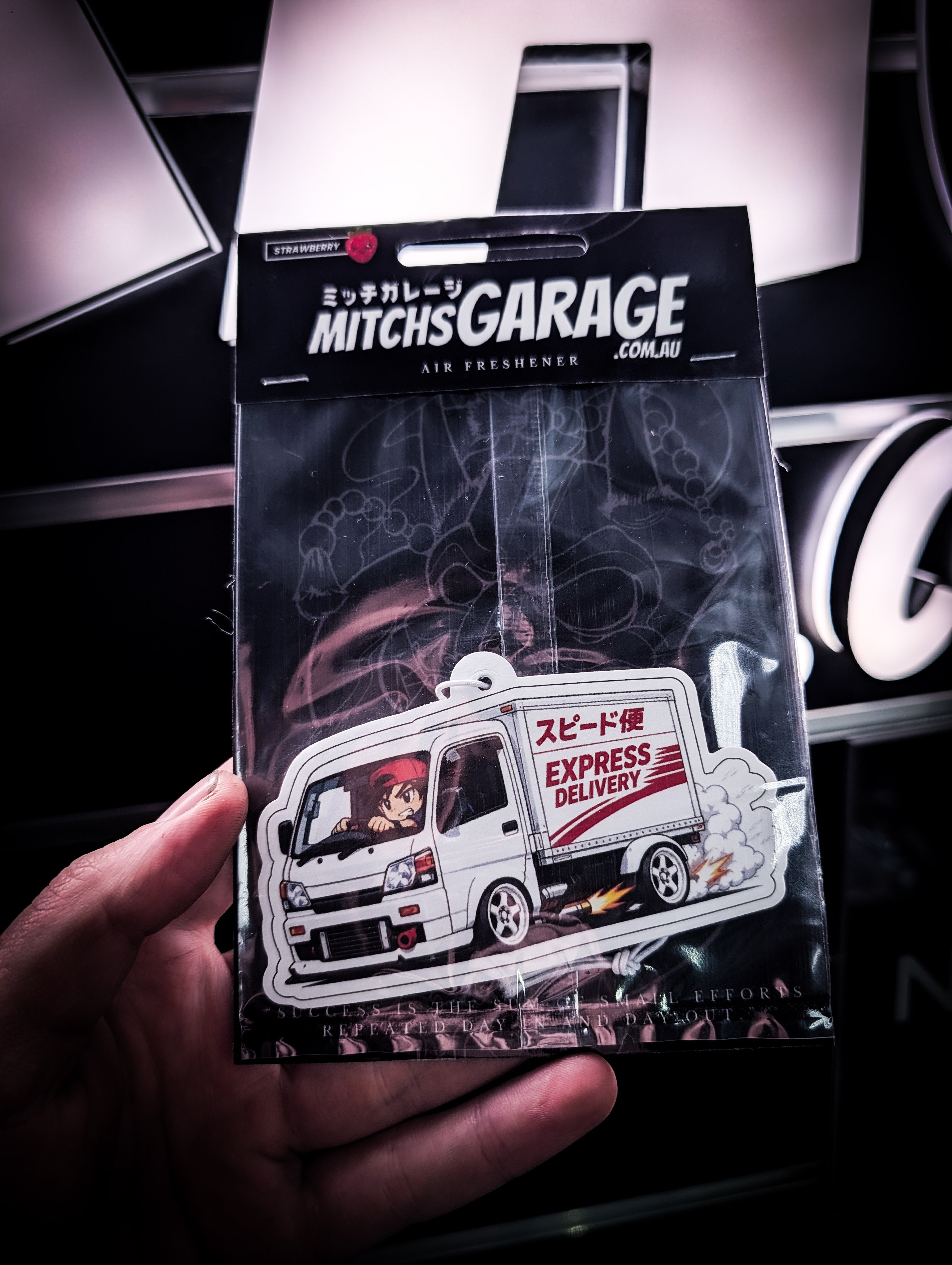 Mitch's Garage Express Delivery Van Strawberry 🍓 Scented Premium Air Freshener