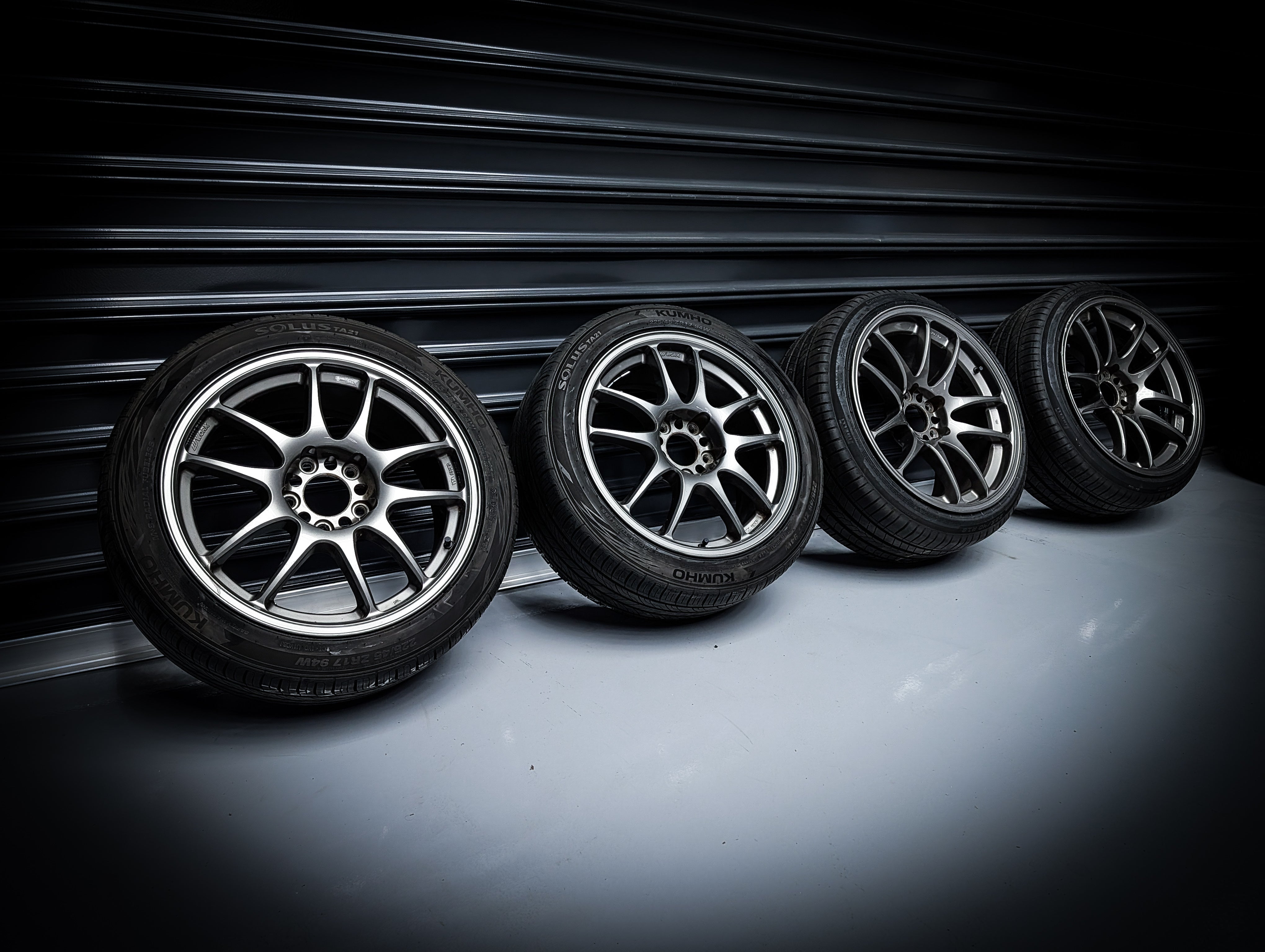 17" and 18" WORK CR Kiwami Gunmetal Wheels Set of 4
