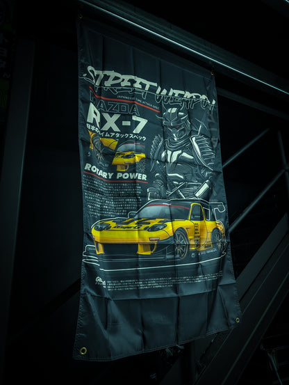 NEW! YELLOW MAZDA FD RX7 STREET WEAPON Workshop Banner Flag