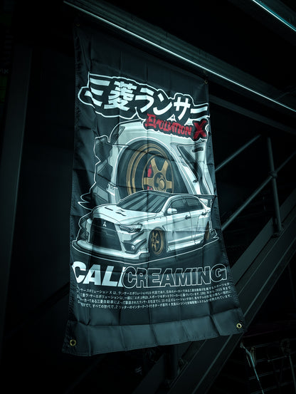 NEW! WHITE MITSUBISHI EVOLUTION X Workshop Banner Flag