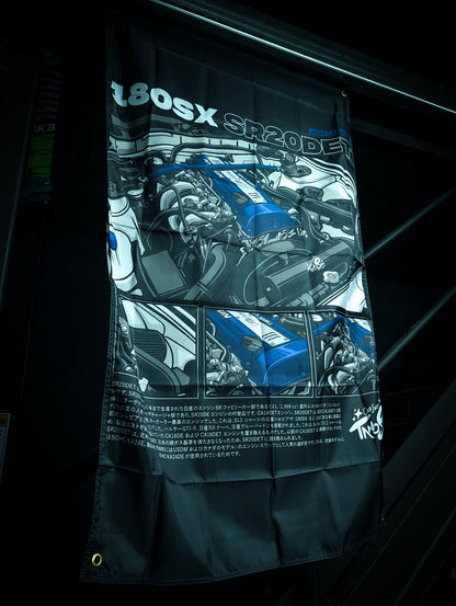 NEW! NISSAN 180SX SR20DET ENGINE BAY Workshop Banner Flag