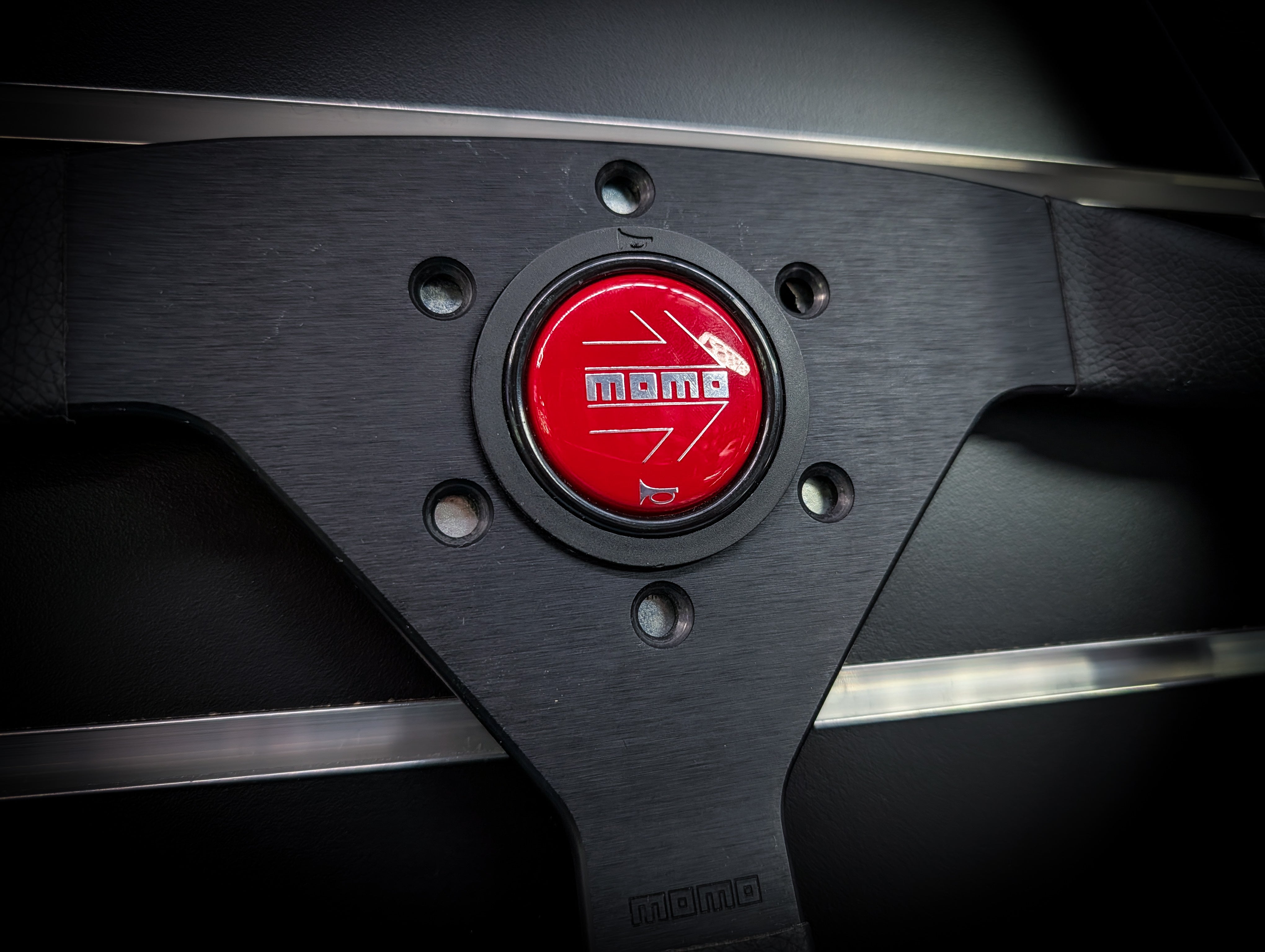 MOMO MONTECARLO Leather with Red Stitch Steering Wheel 350mm