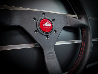 MOMO MONTECARLO Leather with Red Stitch Steering Wheel 350mm