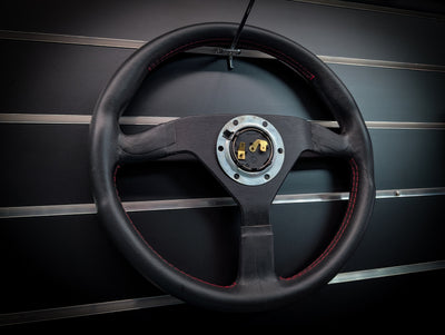 MOMO MONTECARLO Leather with Red Stitch Steering Wheel 350mm