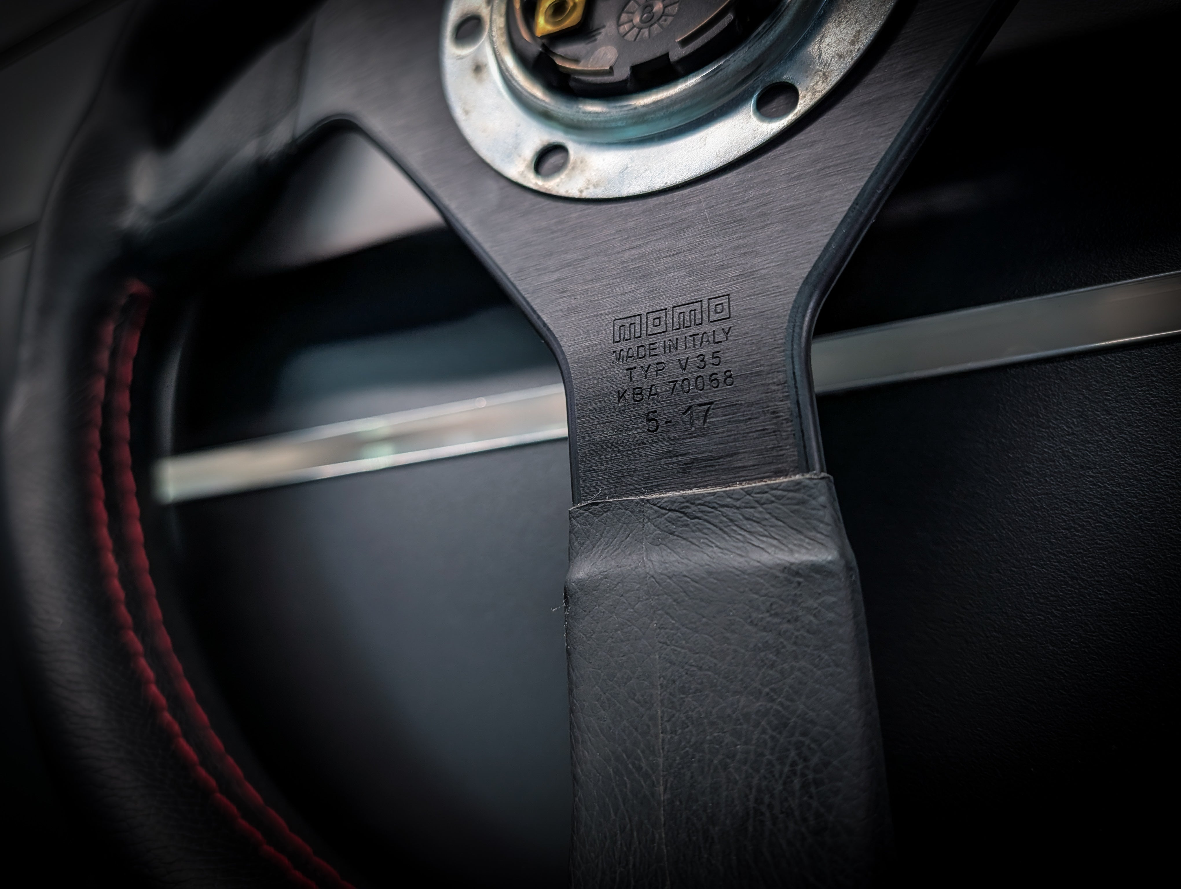 MOMO MONTECARLO Leather with Red Stitch Steering Wheel 350mm