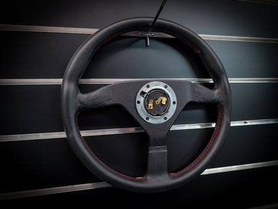 MOMO MONTECARLO Leather with Red Stitch Steering Wheel 350mm