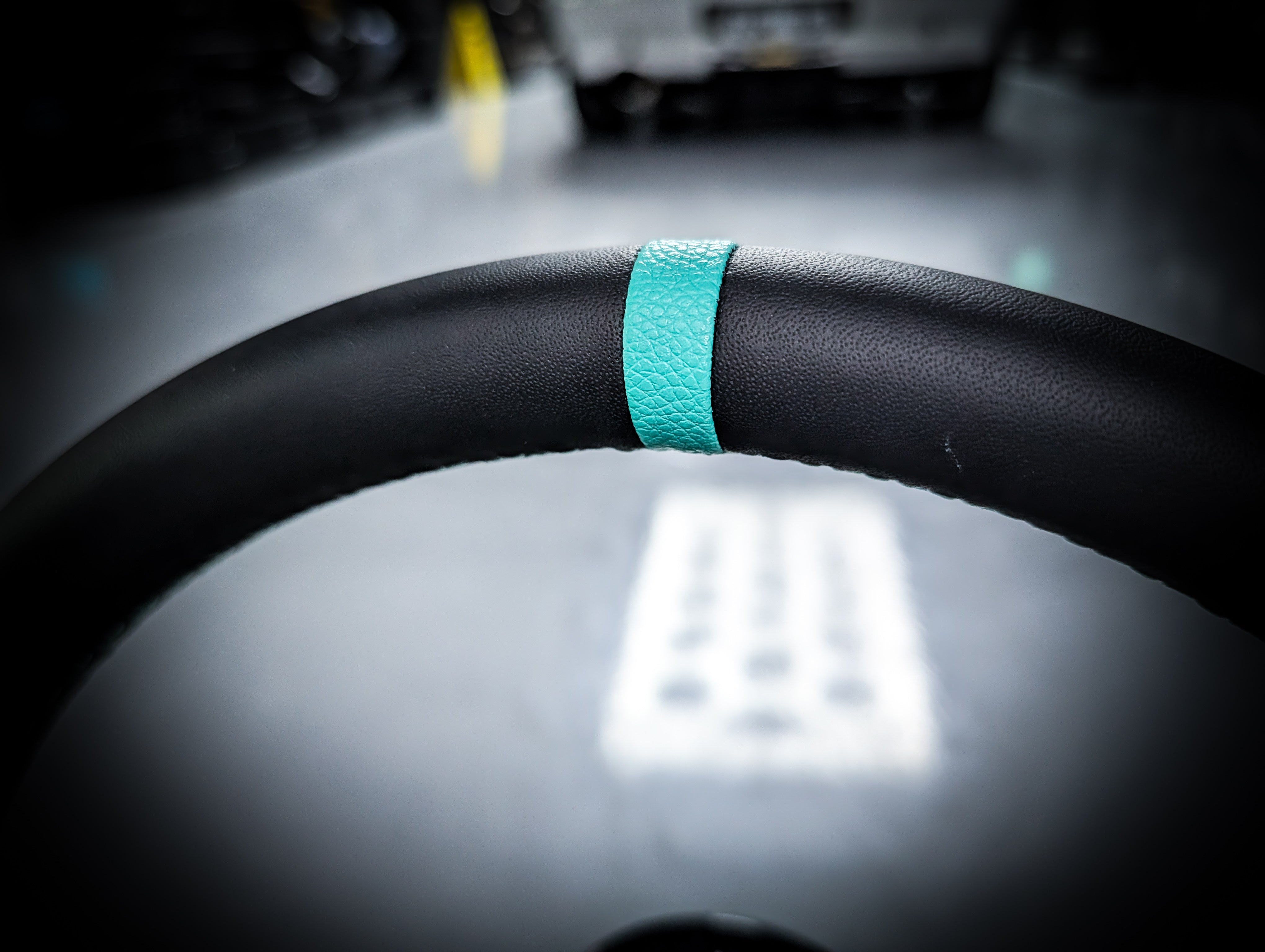 Traditional Dragon Lazer Etched Teal Stitched Deep Dished Leather Steering Wheel