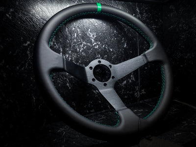 Green Stitch • Deep Dished Leather Steering Wheel