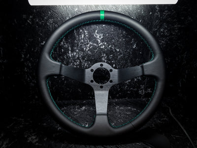 Green Stitch • Deep Dished Leather Steering Wheel