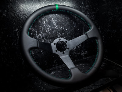Green Stitch • Deep Dished Leather Steering Wheel