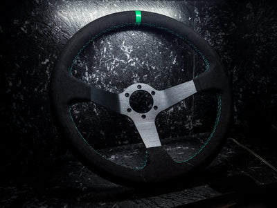 Green Stitch • Deep Dished Alcantara Steering Wheel
