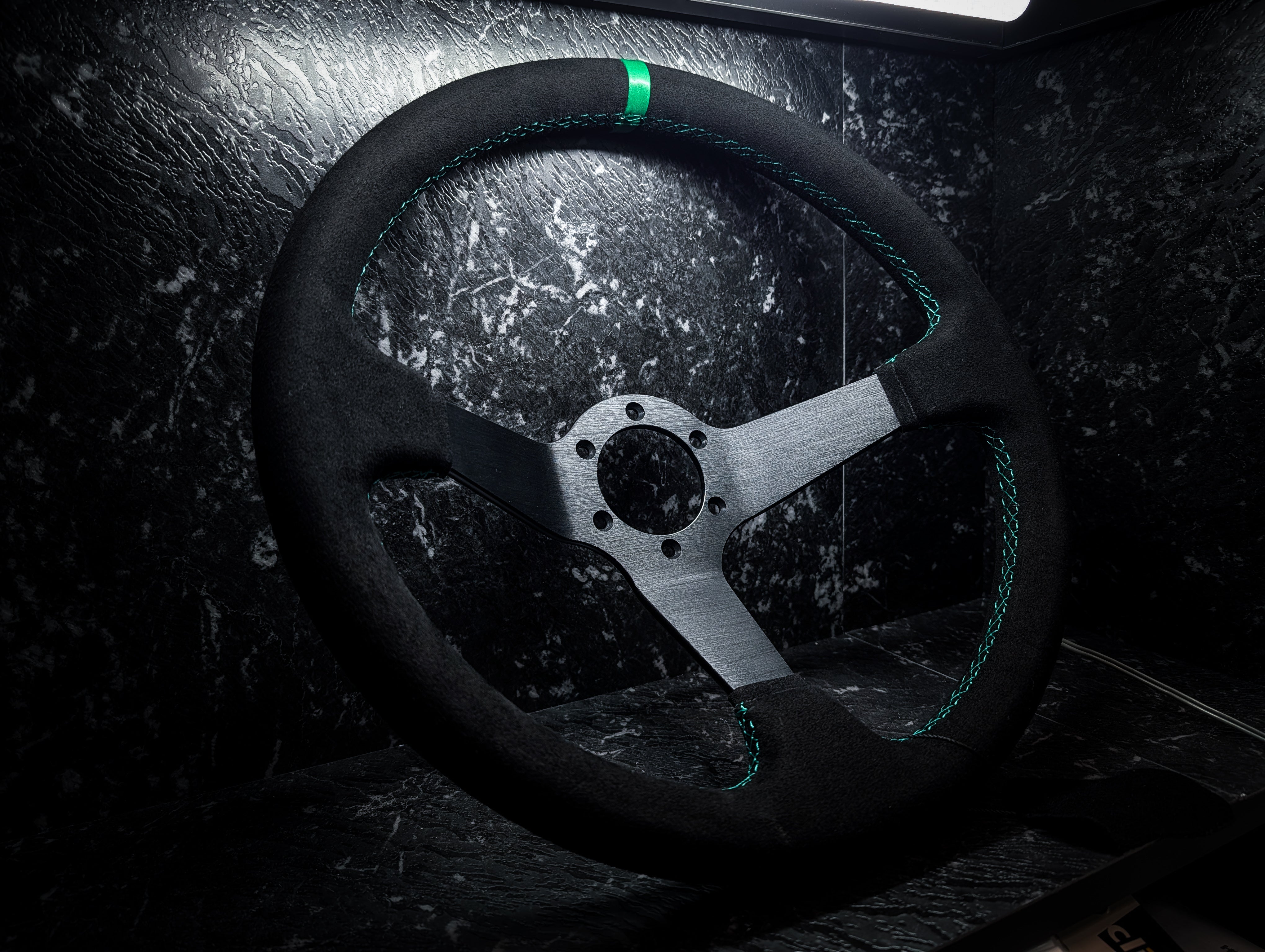 Green Stitch • Deep Dished Alcantara Steering Wheel