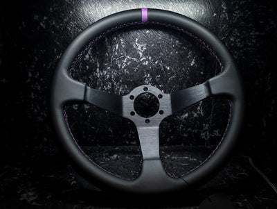 Deep Purple Stitch • Deep Dished Leather Steering Wheel