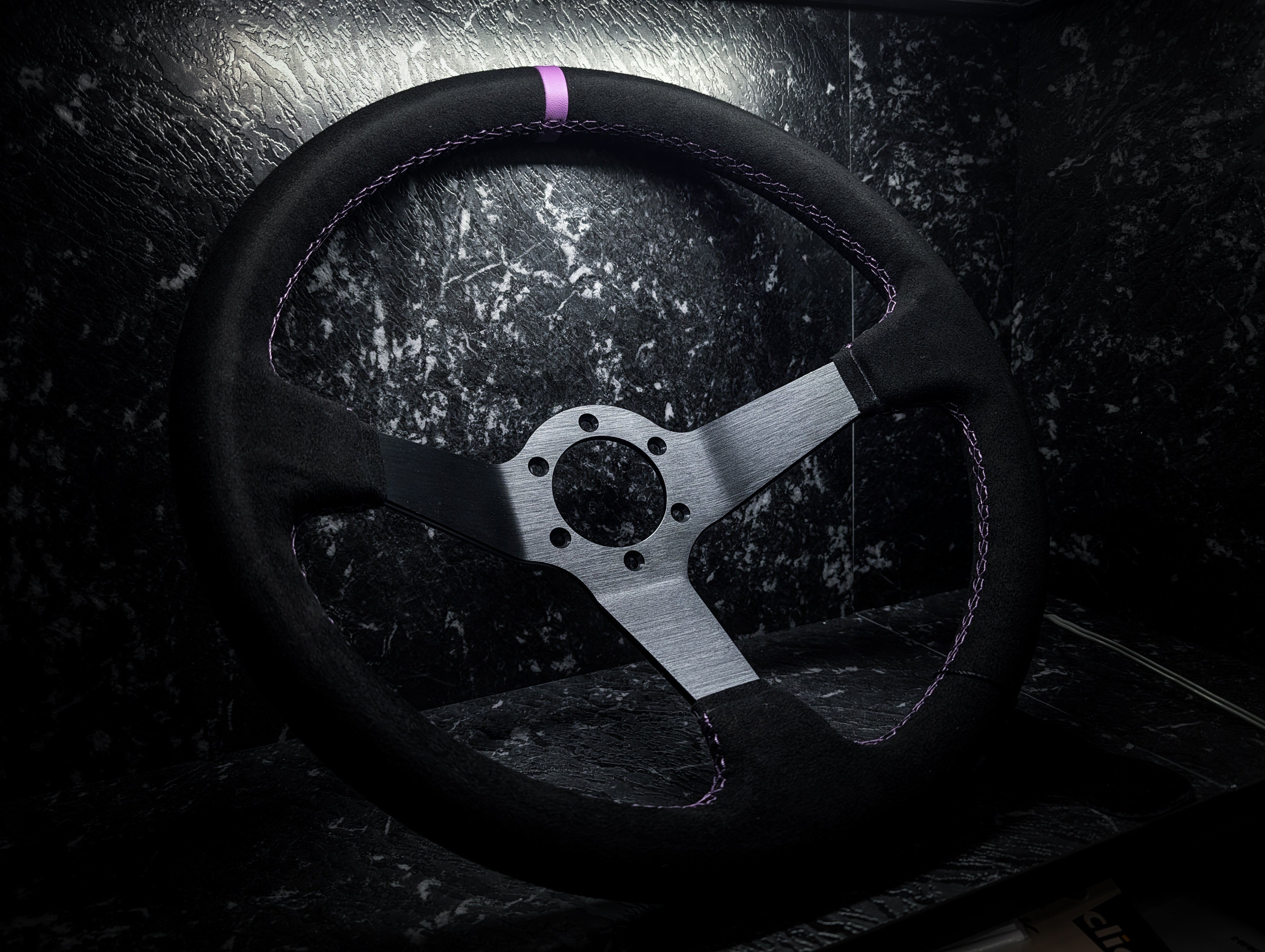 Deep Purple Stitch • Deep Dished Alcantara Steering Wheel