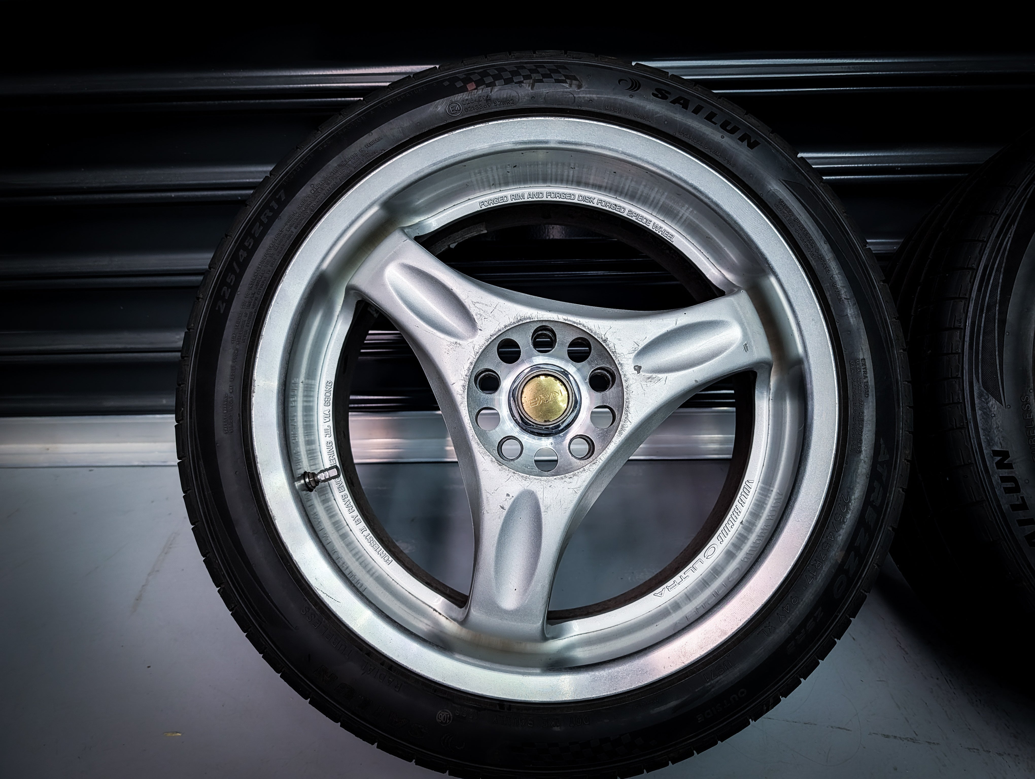 17" VOLK RACING 2P Ultra C Racing Tri Spoke Staggared Wheels x 4