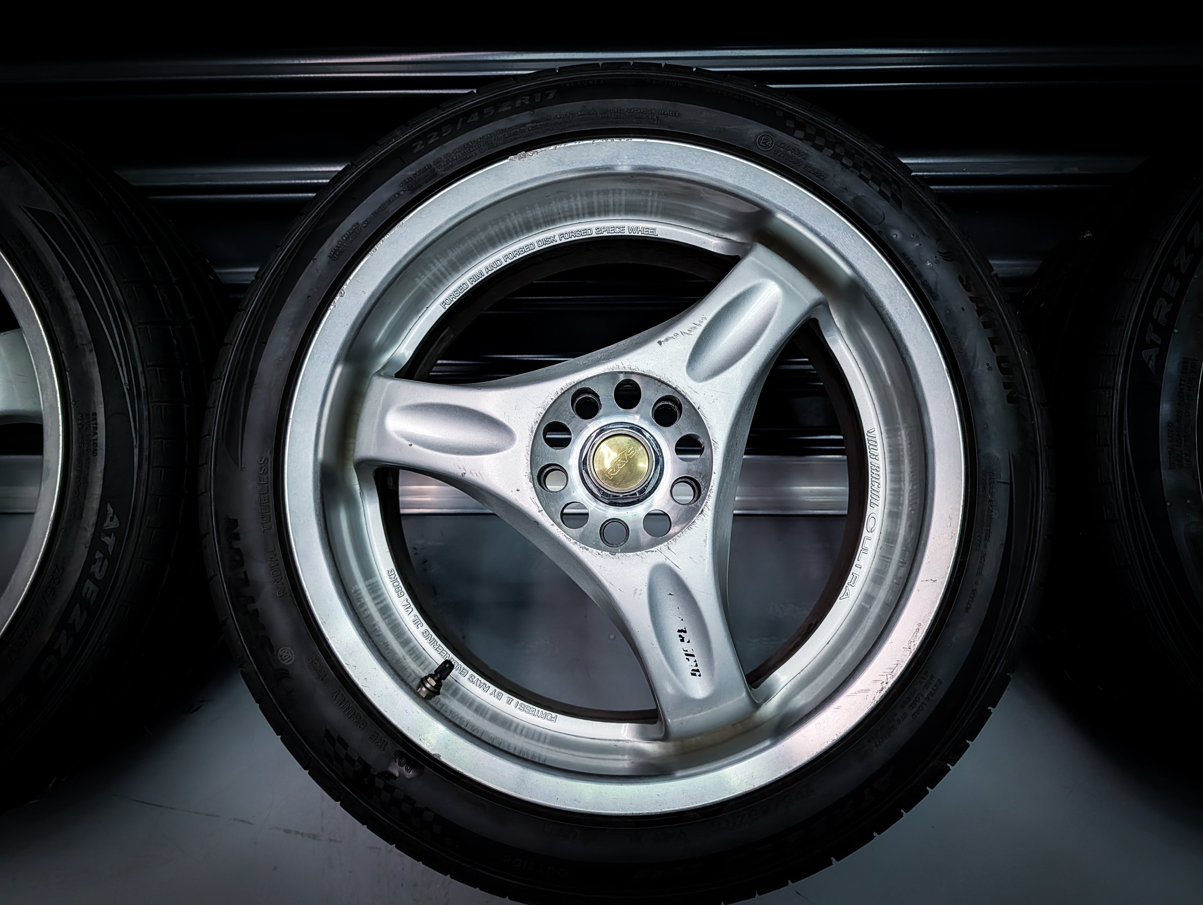 17" VOLK RACING 2P Ultra C Racing Tri Spoke Staggared Wheels x 4