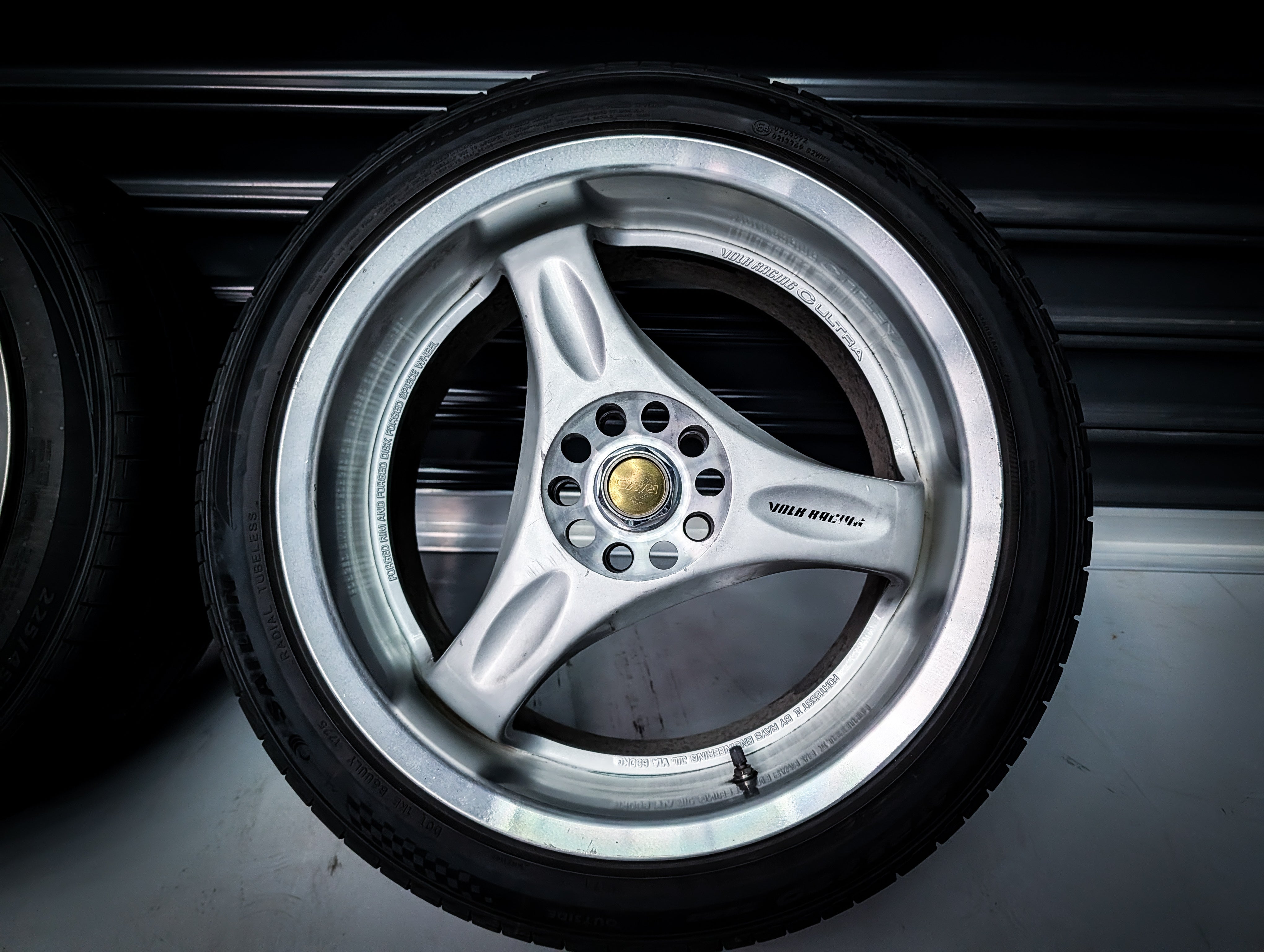 17" VOLK RACING 2P Ultra C Racing Tri Spoke Staggared Wheels x 4