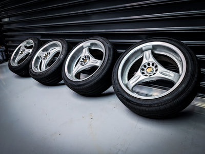 17" VOLK RACING 2P Ultra C Racing Tri Spoke Staggared Wheels x 4