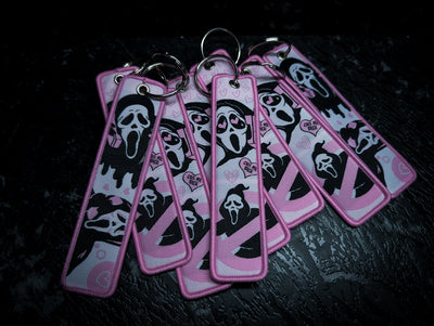 Scream Mask Ghost Face "Call Me Back" Pink Key Tag