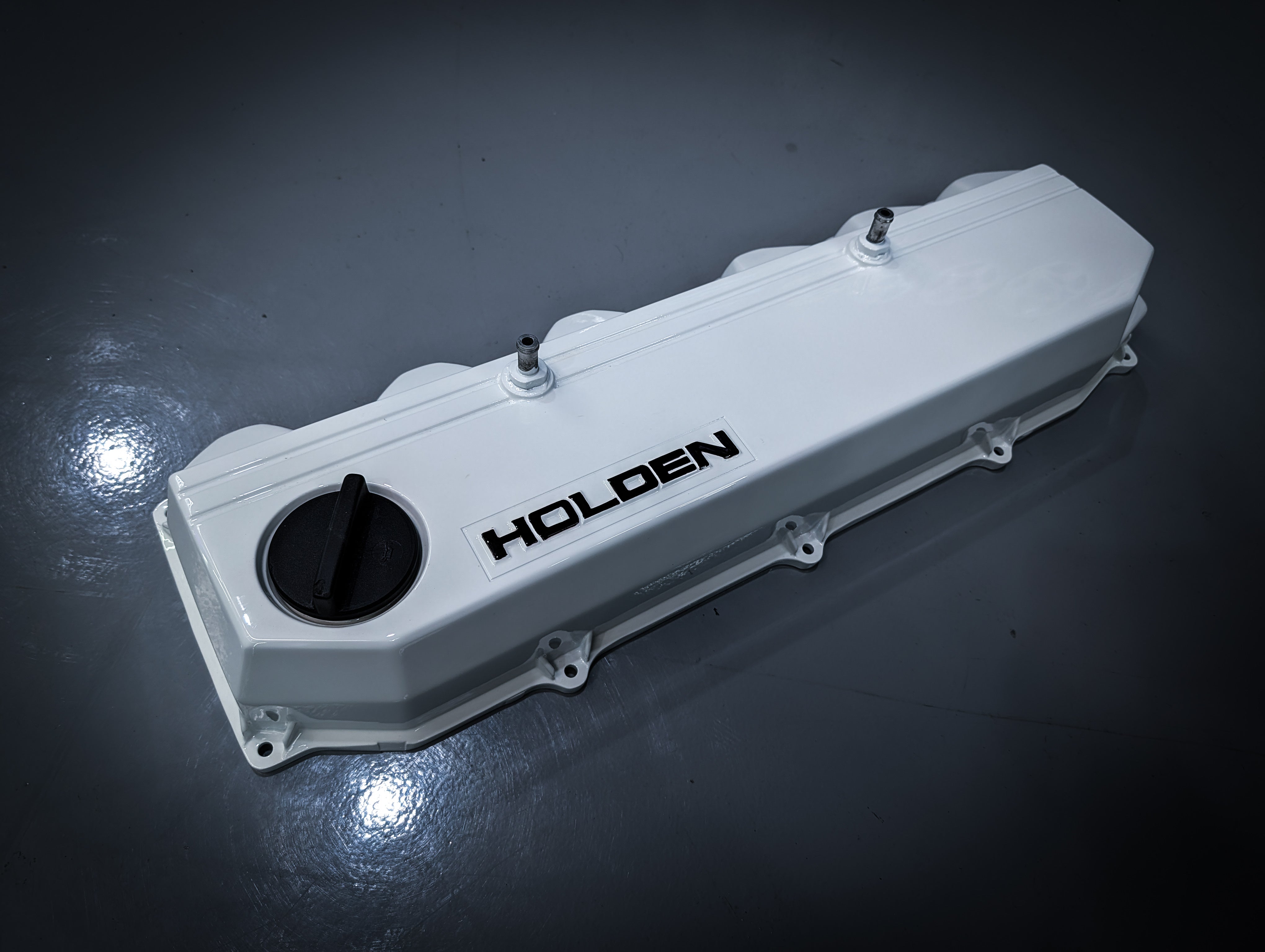 Gloss White | Black Nissan Logo RB30 Engine Cover