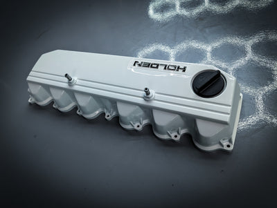 Gloss White | Black Nissan Logo RB30 Engine Cover