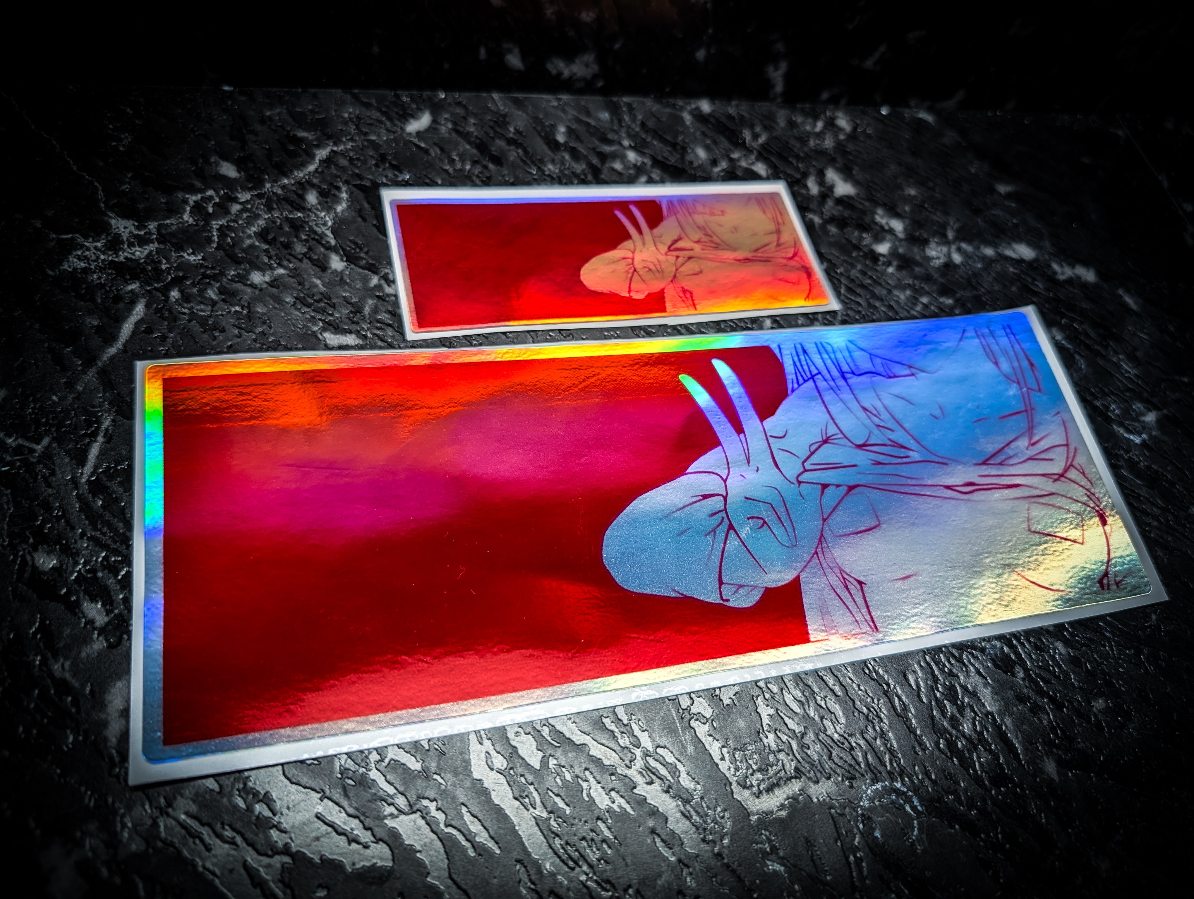Flashing Anime Girl Holographic 2 pack Slap Stickers