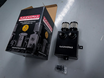 Raceworks Baffled 1.6L Black Aluminium Oil Catch Can